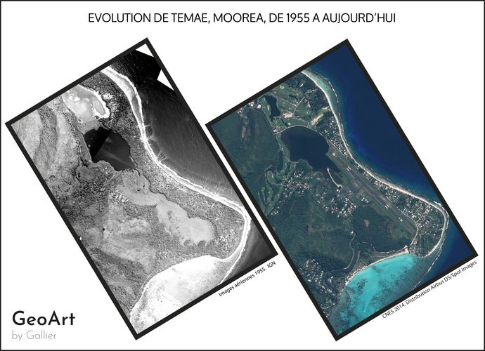 THE TEMAE (MOOREA) COASTLINE IN 1955 AND TODAY
